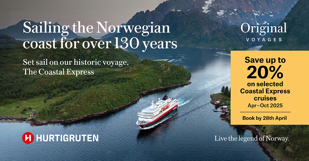 Sail the Norwegian coast  with Hurtigruten with 20% off