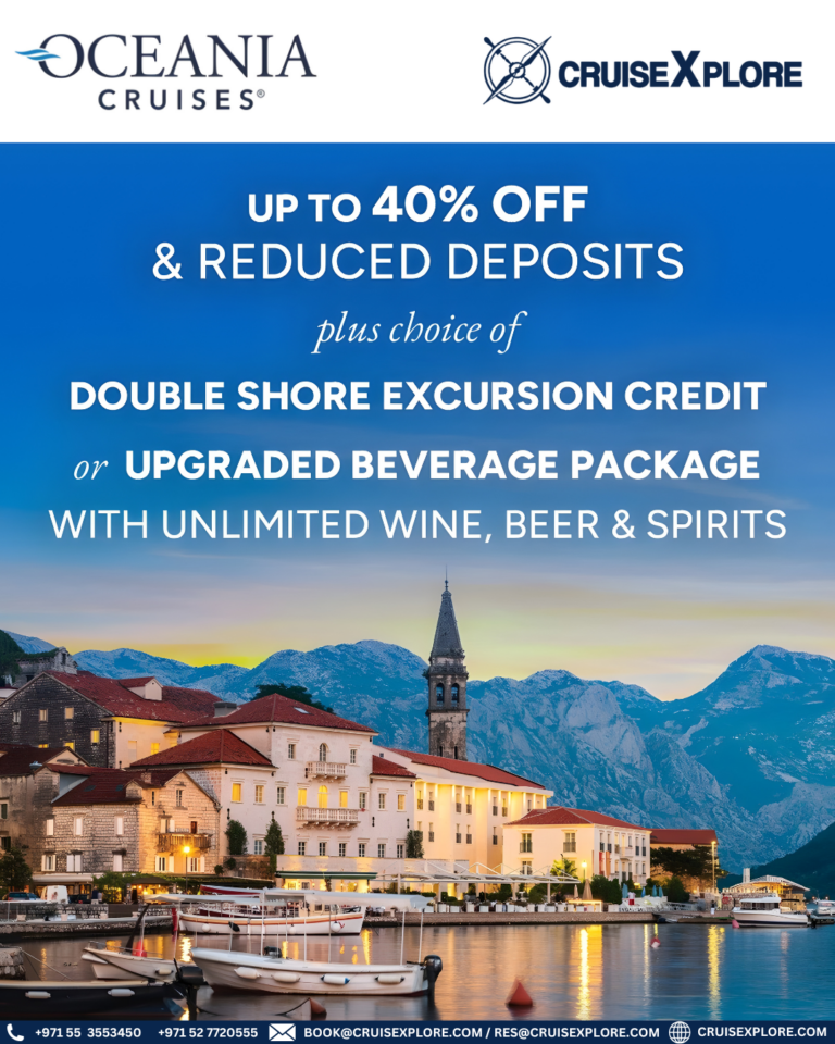 Oceania Cruises Sale 40% Off + Double Perks & Low Deposit